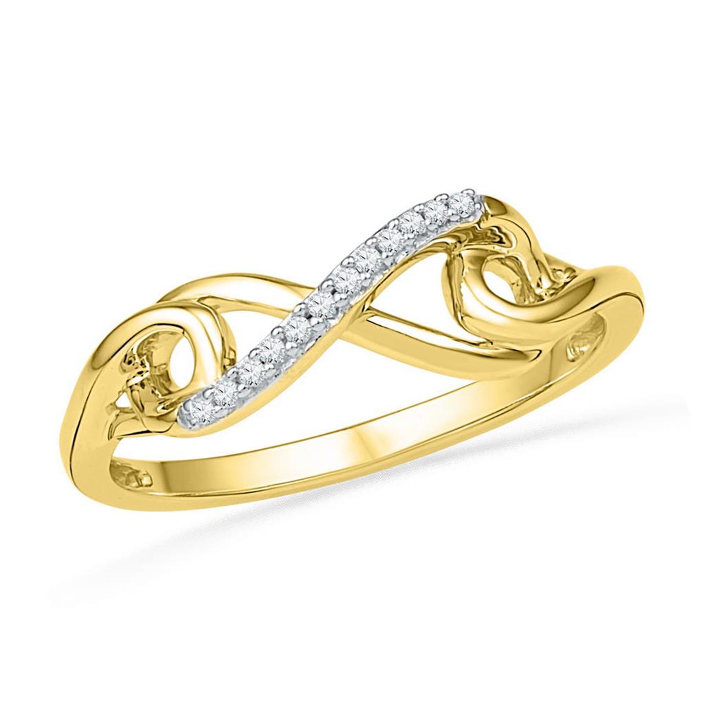 Image of ID 1 10k Yellow Gold Round Diamond Infinity Knot Band Ring 1/20 Cttw