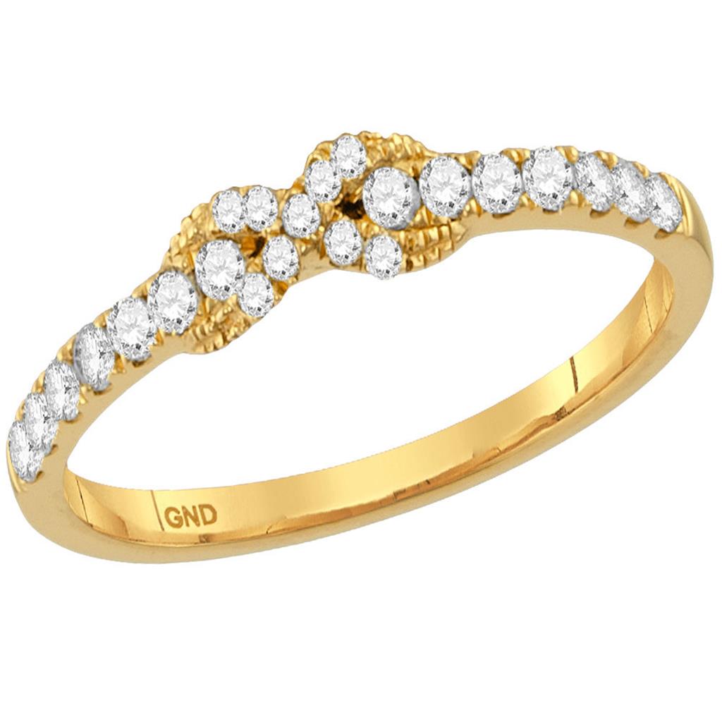 Image of ID 1 10k Yellow Gold Round Diamond Infinity Knot Stackable Band Ring 1/4 Cttw