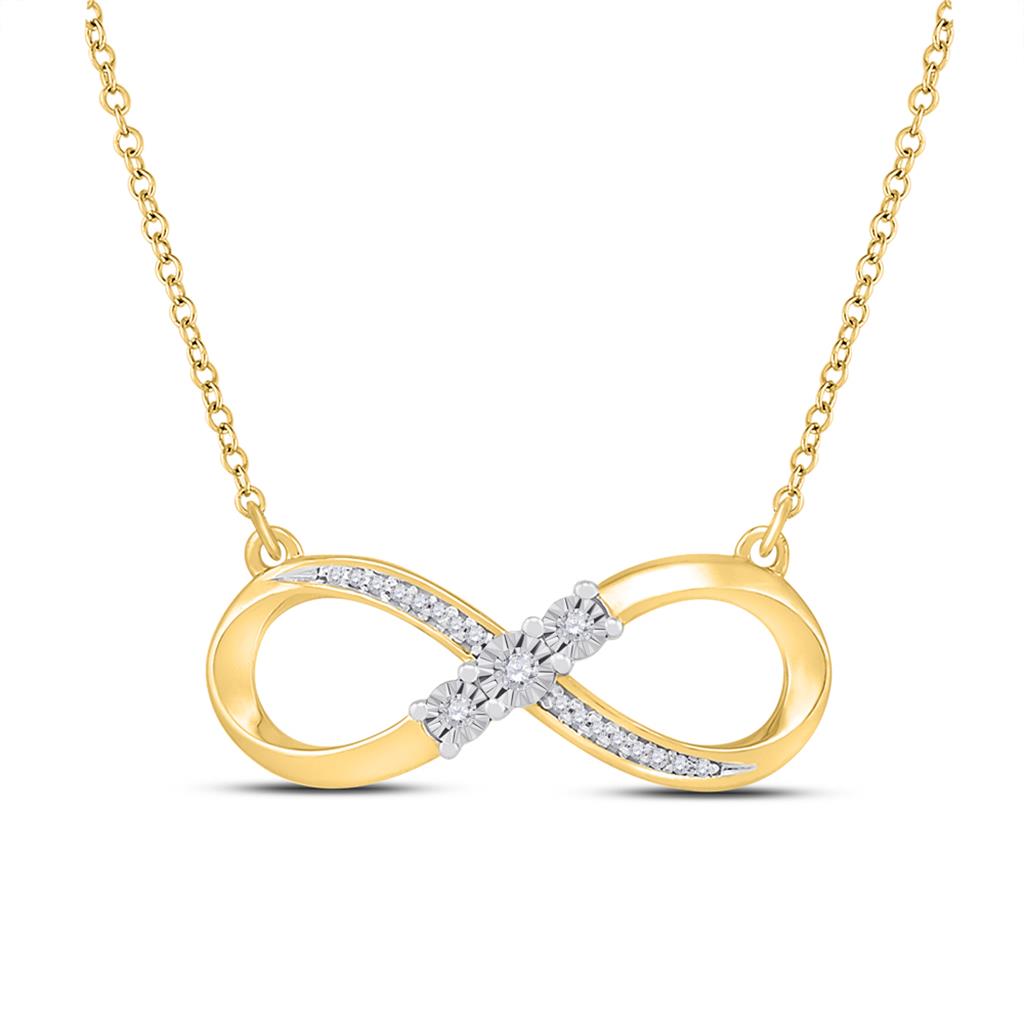 Image of ID 1 10k Yellow Gold Round Diamond Infinity Necklace 1/20 Cttw