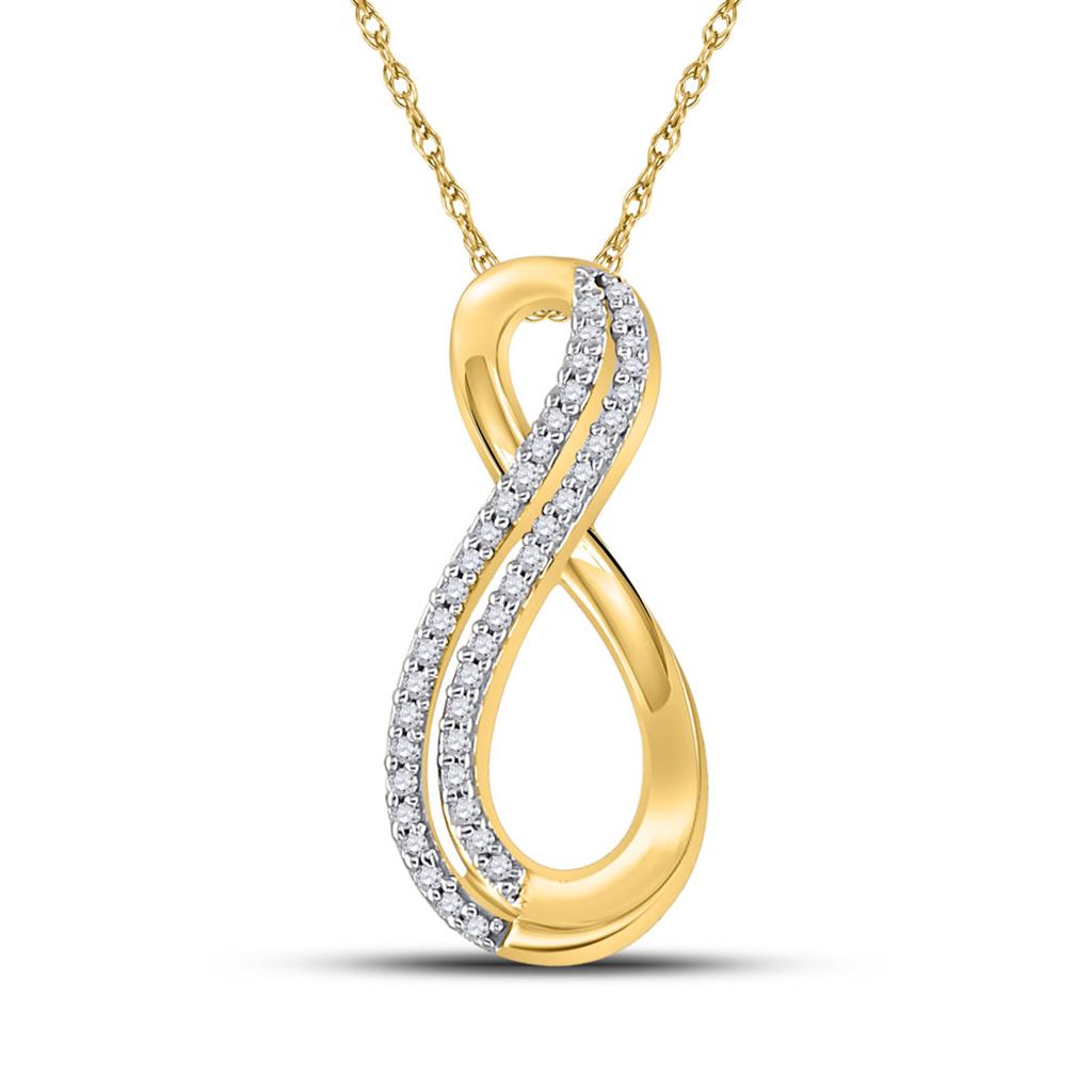 Image of ID 1 10k Yellow Gold Round Diamond Infinity Pendant 1/8 Cttw