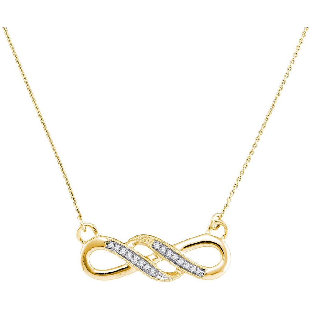Image of ID 1 10k Yellow Gold Round Diamond Infinity Pendant Necklace 1/20 Cttw