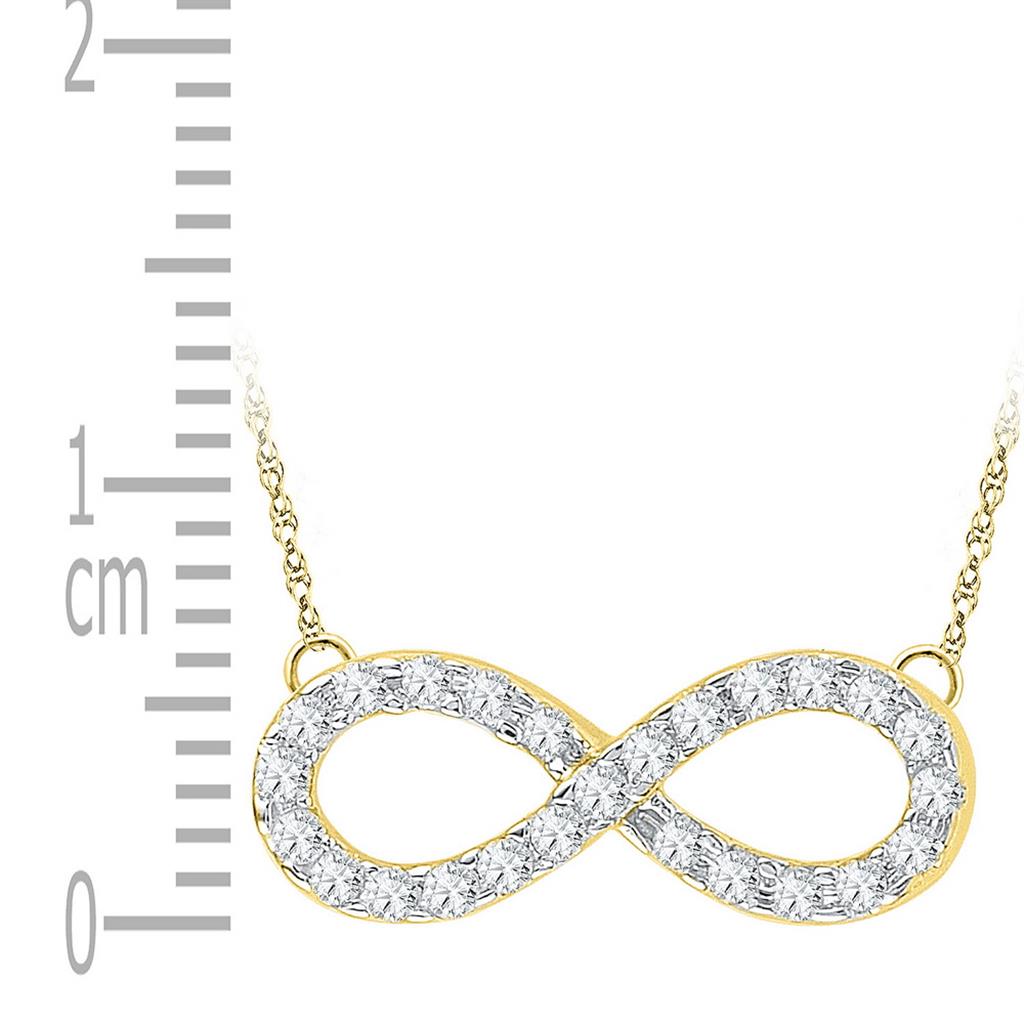 Image of ID 1 10k Yellow Gold Round Diamond Infinity Pendant Necklace 1/5 Cttw