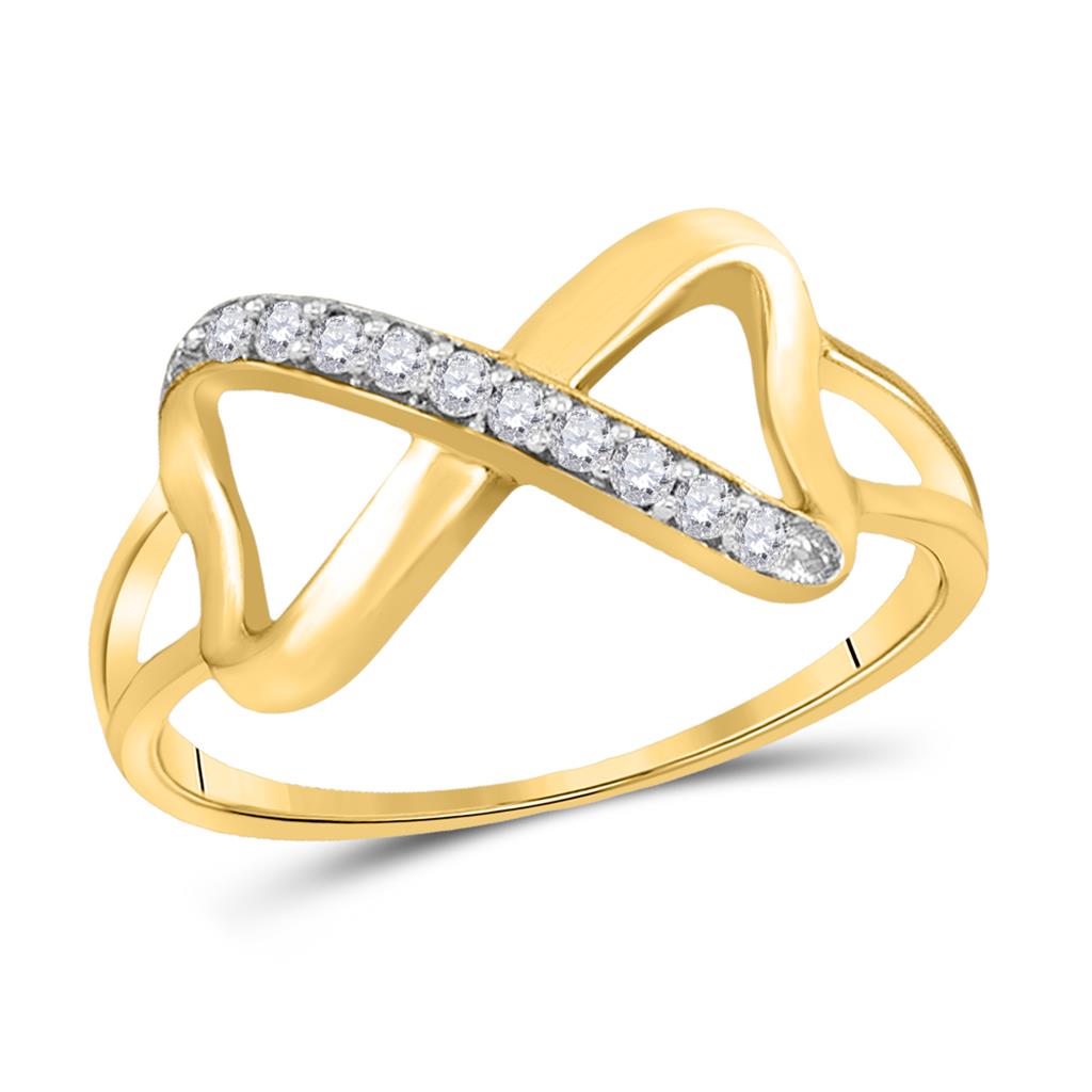 Image of ID 1 10k Yellow Gold Round Diamond Infinity Ring 1/10 Cttw