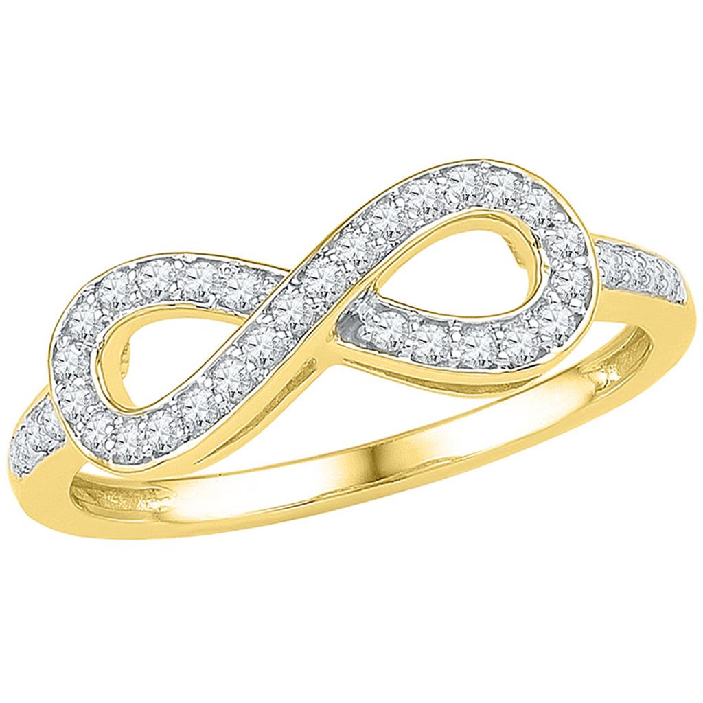 Image of ID 1 10k Yellow Gold Round Diamond Infinity Ring 1/5 Cttw