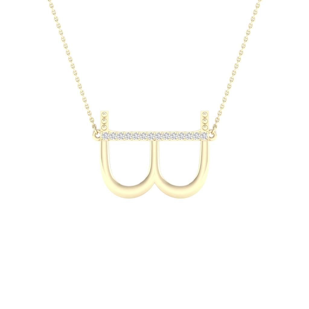 Image of ID 1 10k Yellow Gold Round Diamond Initial B Letter Necklace 1/20 Cttw