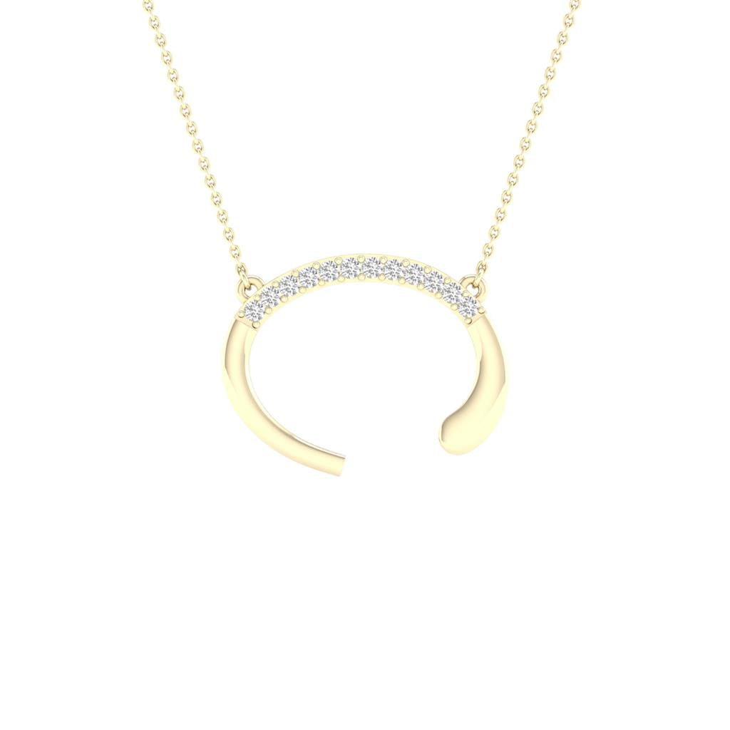 Image of ID 1 10k Yellow Gold Round Diamond Initial C Letter Necklace 1/20 Cttw
