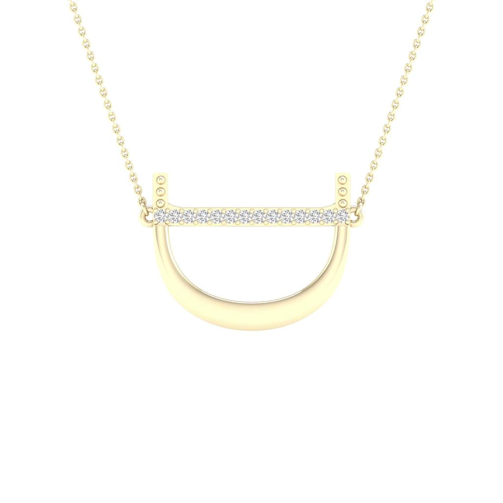 Image of ID 1 10k Yellow Gold Round Diamond Initial D Letter Necklace 1/20 Cttw