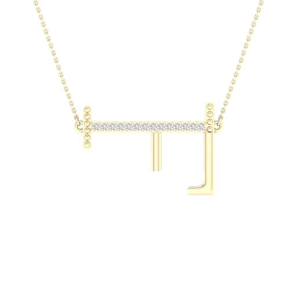 Image of ID 1 10k Yellow Gold Round Diamond Initial F Letter Necklace 1/20 Cttw