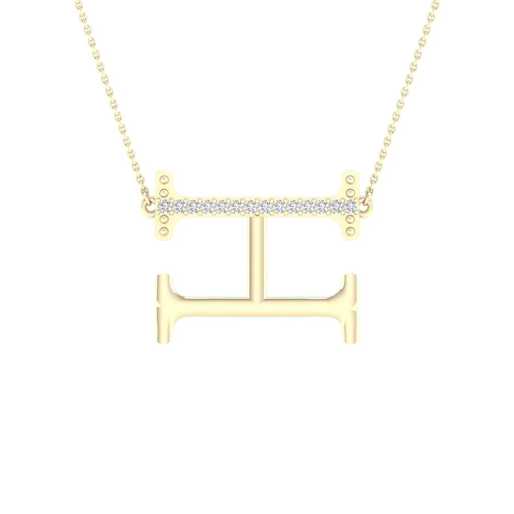 Image of ID 1 10k Yellow Gold Round Diamond Initial H Letter Necklace 1/20 Cttw