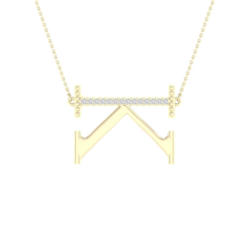 Image of ID 1 10k Yellow Gold Round Diamond Initial K Letter Necklace 1/20 Cttw