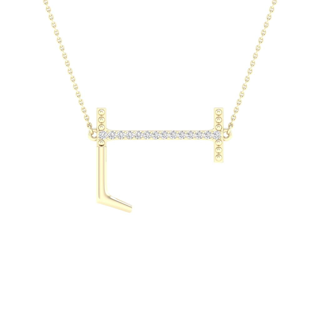 Image of ID 1 10k Yellow Gold Round Diamond Initial L Letter Necklace 1/20 Cttw