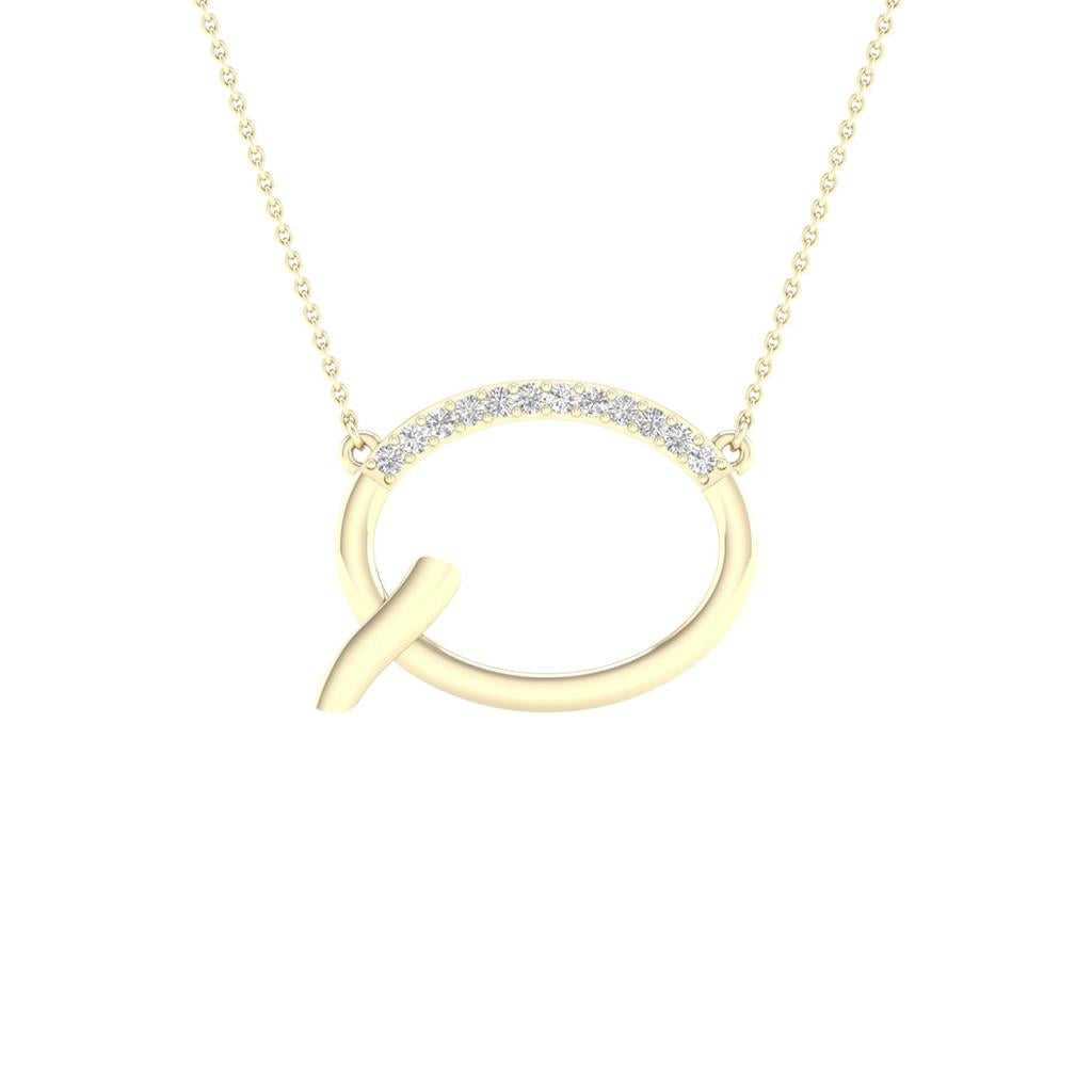 Image of ID 1 10k Yellow Gold Round Diamond Initial Q Letter Necklace 1/20 Cttw