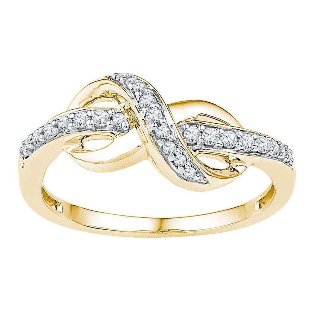 Image of ID 1 10k Yellow Gold Round Diamond Knot Infinity Ring 1/6 Cttw