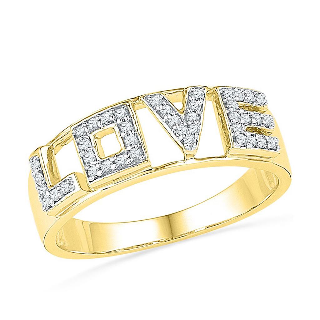 Image of ID 1 10k Yellow Gold Round Diamond Love Band Ring 1/6 Cttw