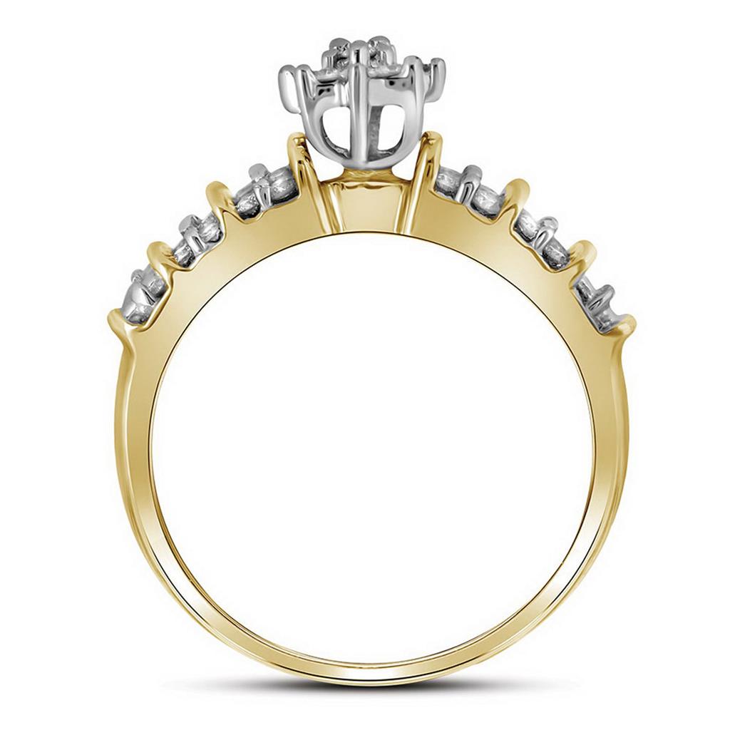 Image of ID 1 10k Yellow Gold Round Diamond Marquise-shape Cluster Ring 1/2 Cttw