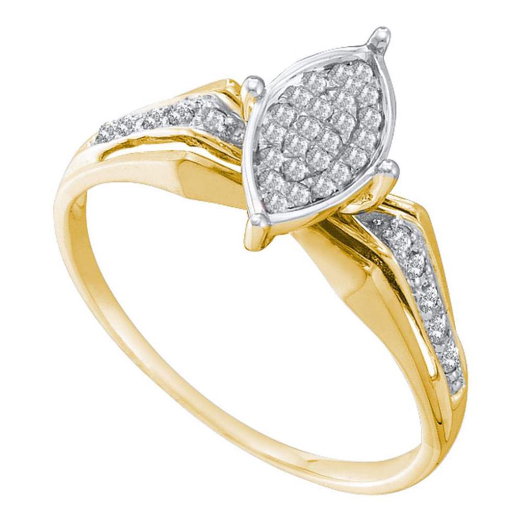 Image of ID 1 10k Yellow Gold Round Diamond Marquise-shape Cluster Ring 1/8 Cttw