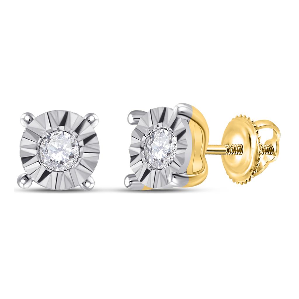 Image of ID 1 10k Yellow Gold Round Diamond Miracle Stud Earrings 1/6 Cttw