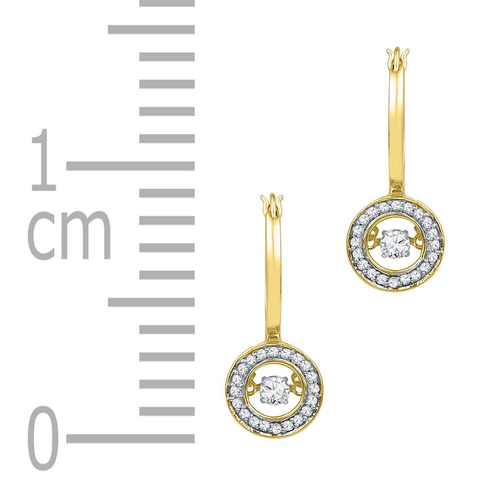 Image of ID 1 10k Yellow Gold Round Diamond Moving Dangle Earrings 1/3 Cttw