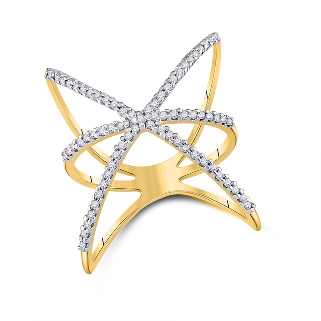 Image of ID 1 10k Yellow Gold Round Diamond Negative Space Fashion Ring 1/3 Cttw