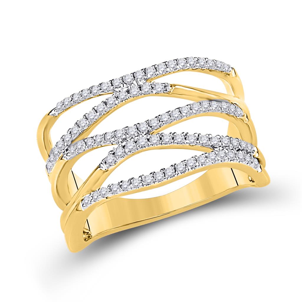 Image of ID 1 10k Yellow Gold Round Diamond Open Strand Band Ring 3/8 Cttw
