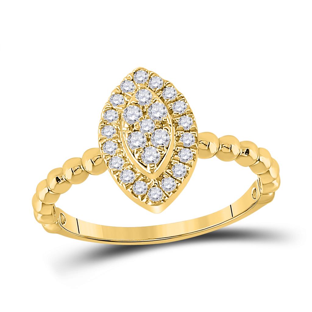 Image of ID 1 10k Yellow Gold Round Diamond Oval Cluster Ring 1/3 Cttw