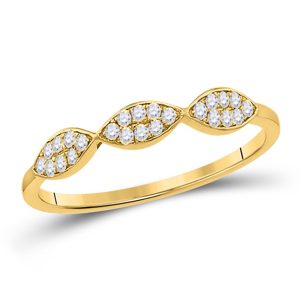Image of ID 1 10k Yellow Gold Round Diamond Oval Cluster Stackable Band Ring 1/8 Cttw