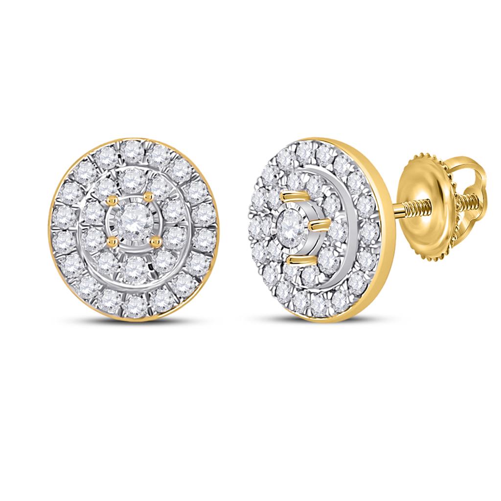 Image of ID 1 10k Yellow Gold Round Diamond Oval Earrings 1/3 Cttw