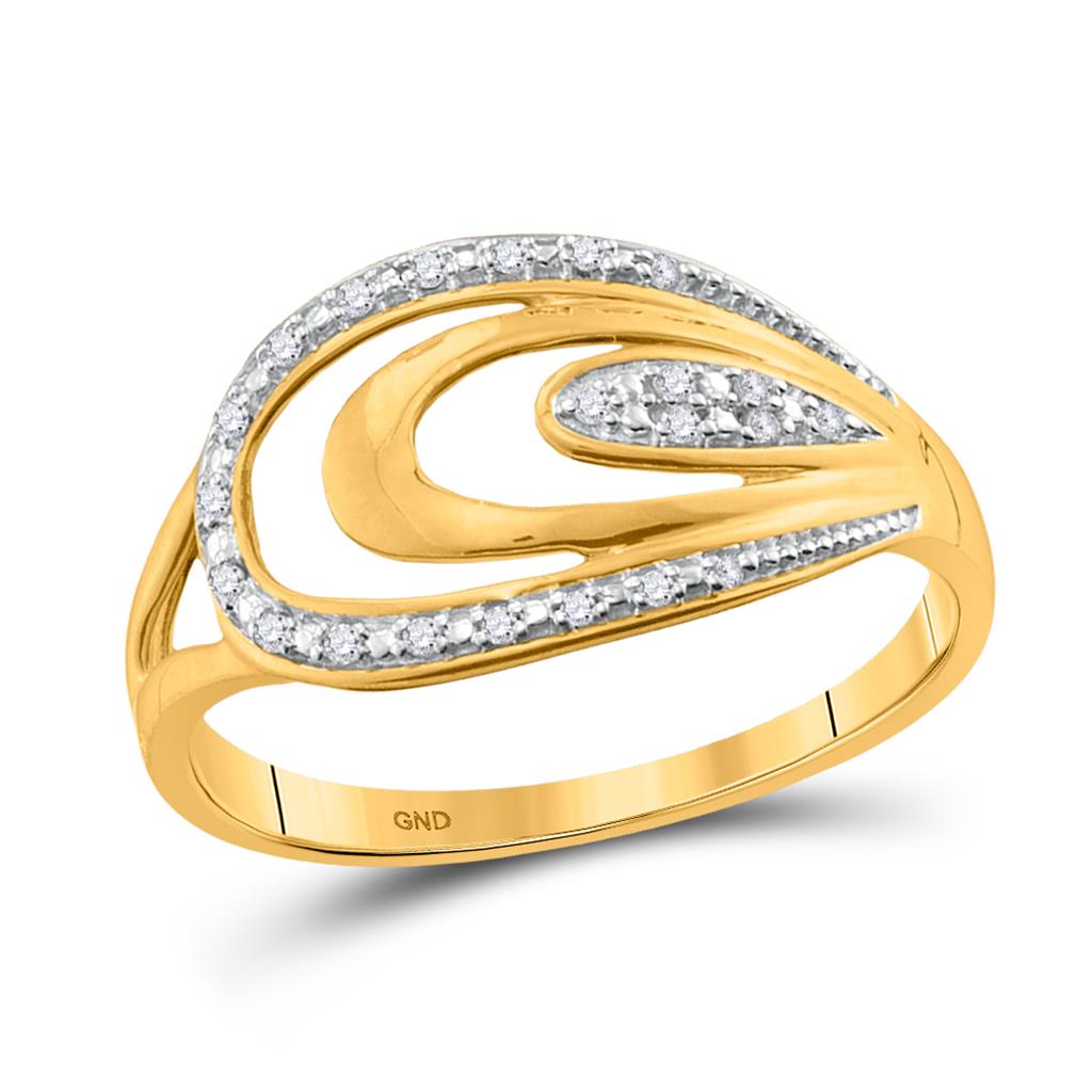Image of ID 1 10k Yellow Gold Round Diamond Oval Fashion Ring 1/20 Cttw