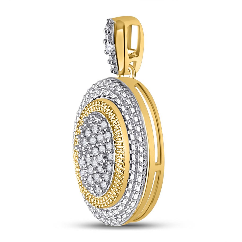 Image of ID 1 10k Yellow Gold Round Diamond Oval Pendant 1/10 Cttw