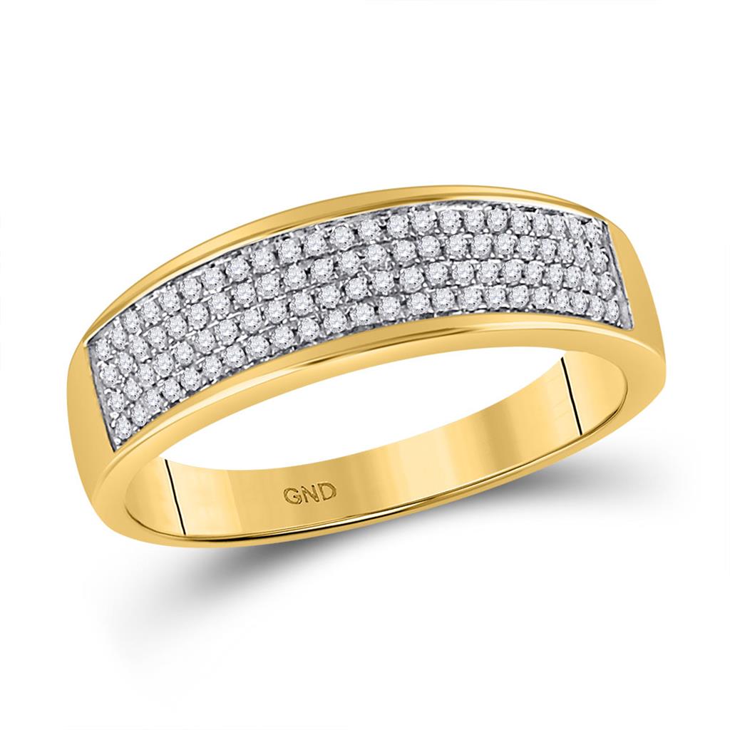 Image of ID 1 10k Yellow Gold Round Diamond Pave Band Ring 1/4 Cttw