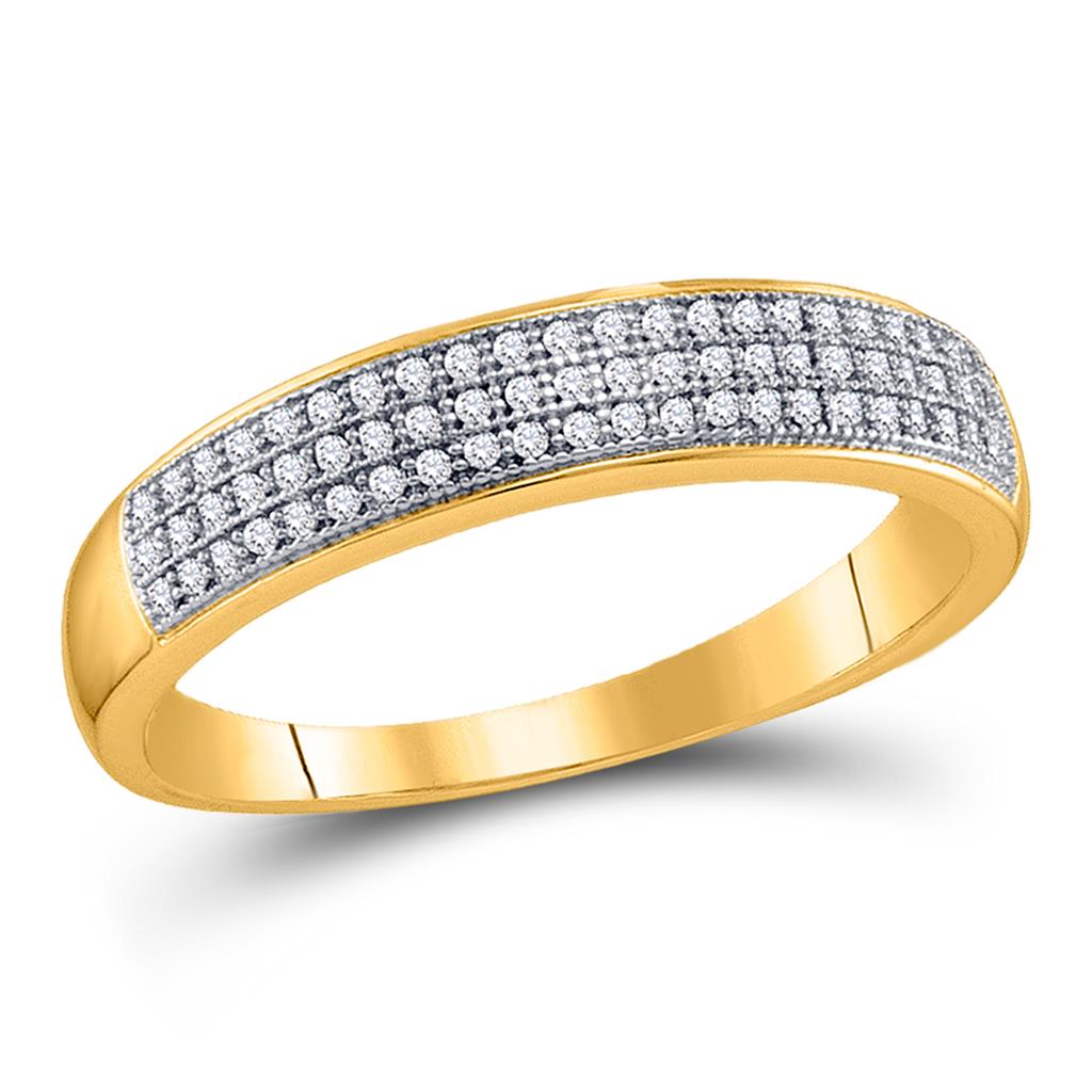 Image of ID 1 10k Yellow Gold Round Diamond Pave Band Ring 1/5 Cttw
