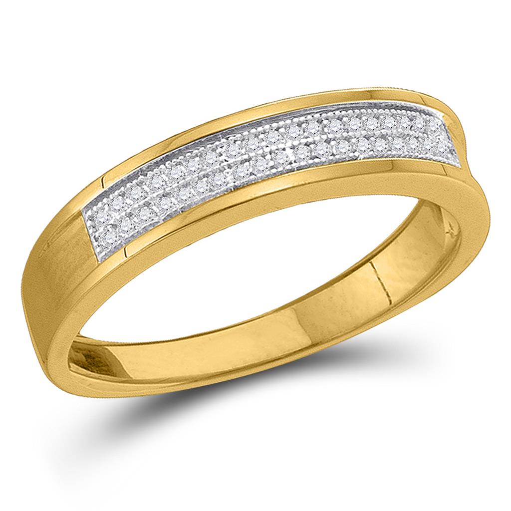 Image of ID 1 10k Yellow Gold Round Diamond Pave Band Ring 1/8 Cttw