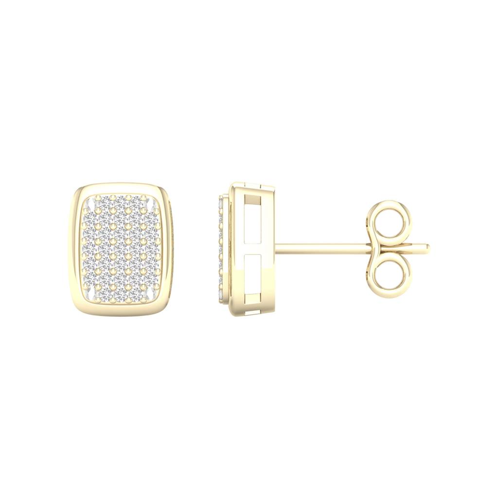 Image of ID 1 10k Yellow Gold Round Diamond Rectangle Fashion Earrings 1/6 Cttw