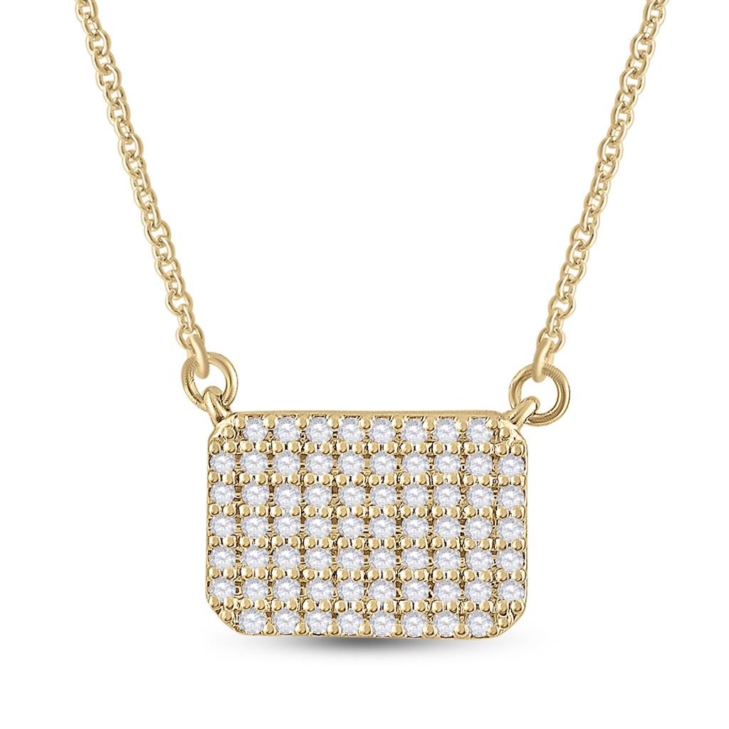 Image of ID 1 10k Yellow Gold Round Diamond Rectangle Fashion Necklace 1/5 Cttw