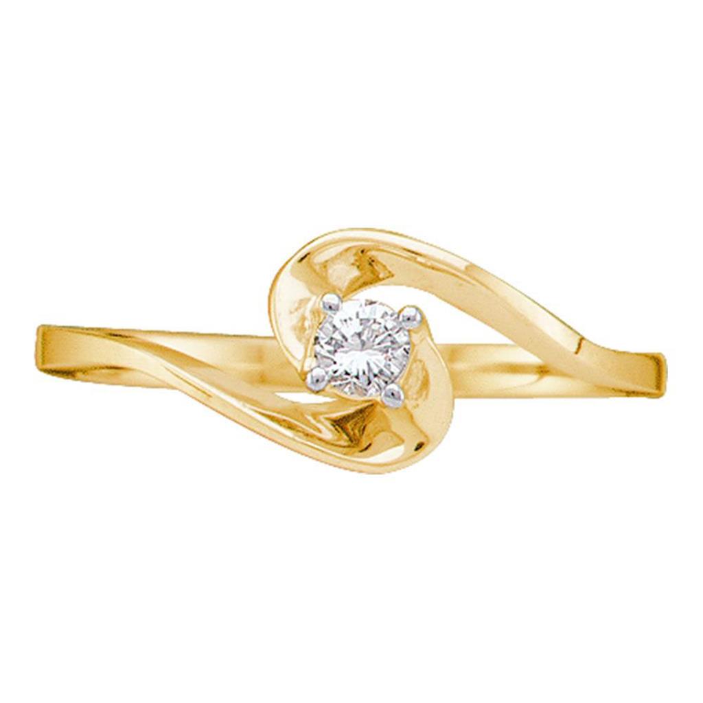 Image of ID 1 10k Yellow Gold Round Diamond Round Swirl Promise Ring 1/10 Cttw