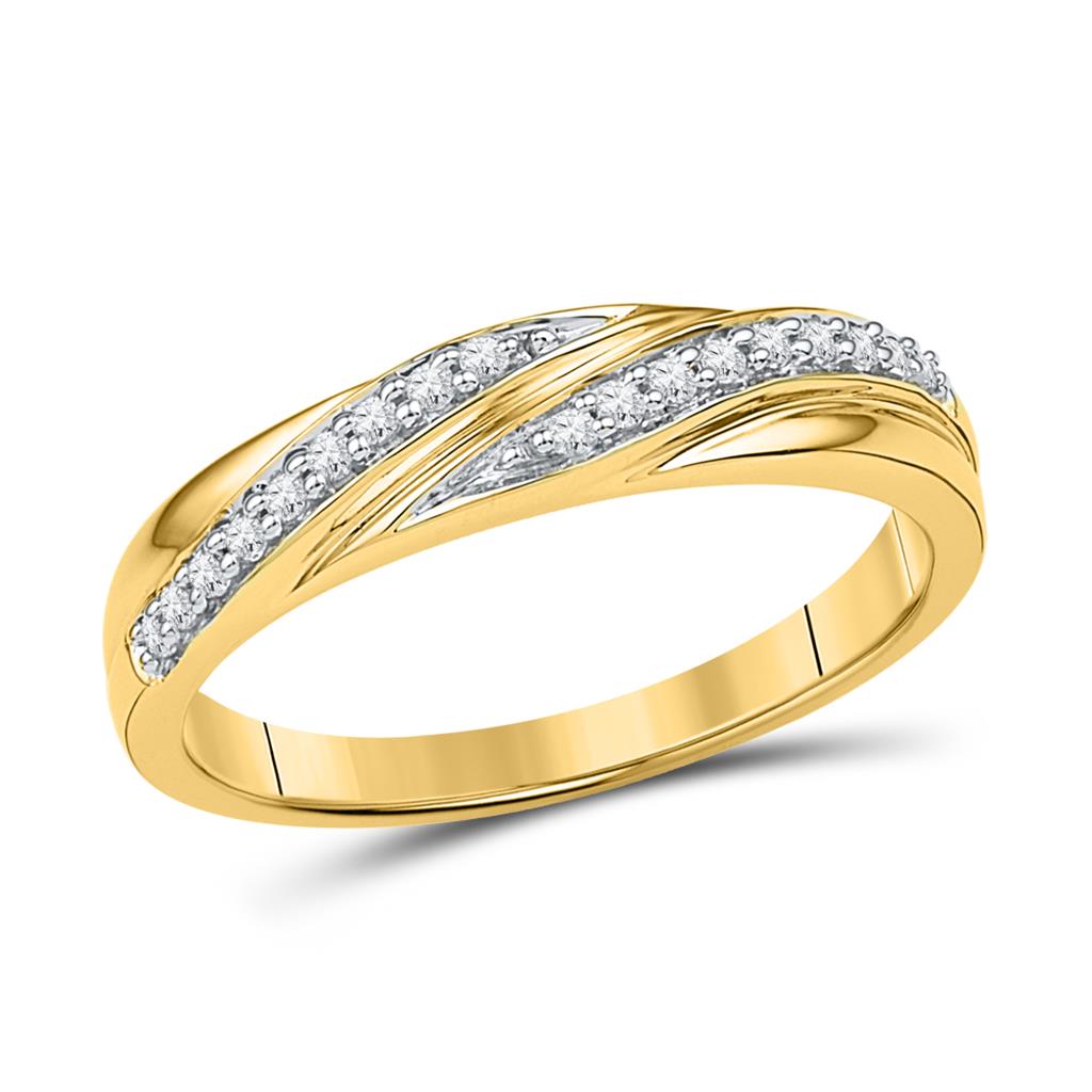 Image of ID 1 10k Yellow Gold Round Diamond Simple Band Ring 1/10 Cttw