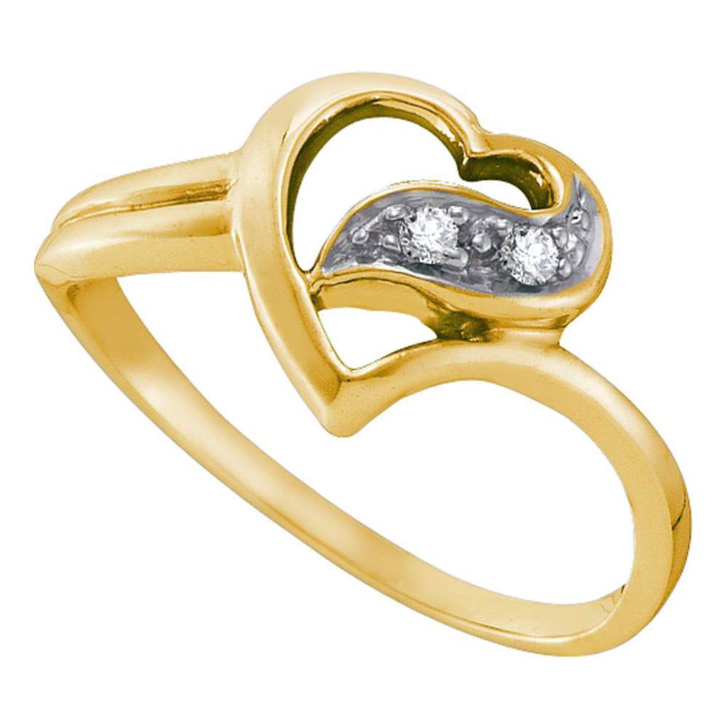 Image of ID 1 10k Yellow Gold Round Diamond Simple Heart Ring 1/20 Cttw