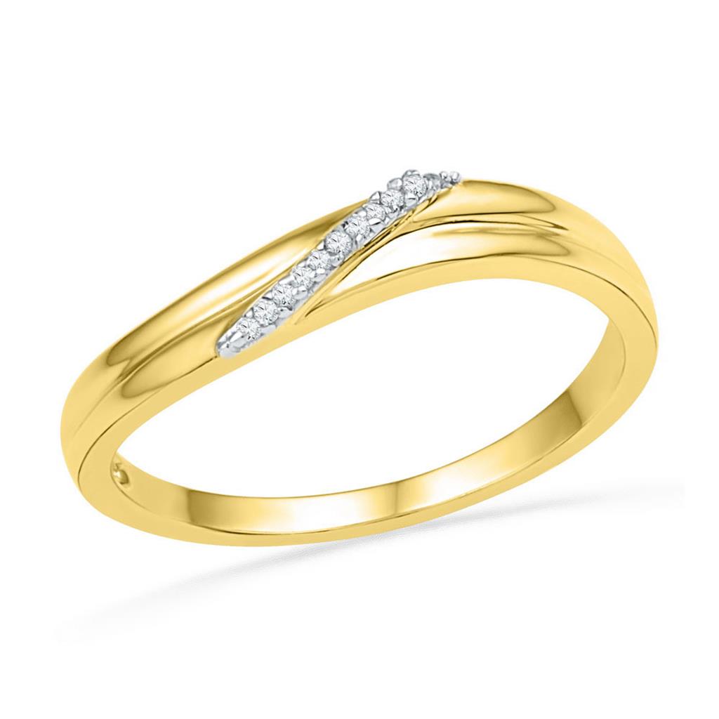 Image of ID 1 10k Yellow Gold Round Diamond Simple Single Row Band Ring 03 Cttw