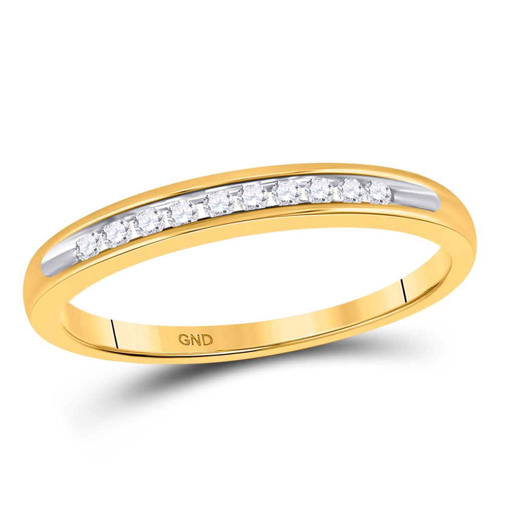 Image of ID 1 10k Yellow Gold Round Diamond Single Row Band Ring 1/10 Cttw