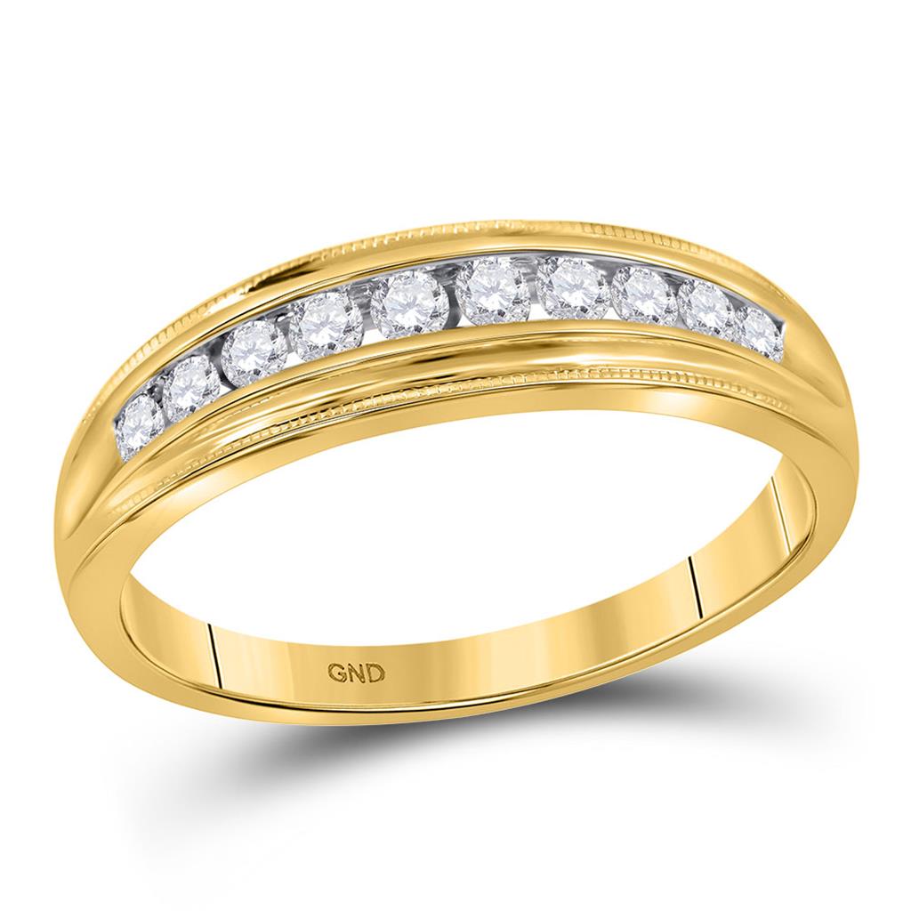 Image of ID 1 10k Yellow Gold Round Diamond Single Row Band Ring 1/4 Cttw