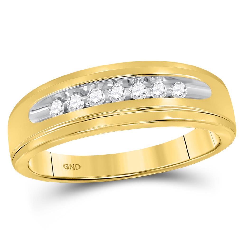 Image of ID 1 10k Yellow Gold Round Diamond Single Row Channel-set Band Ring 1/6 Cttw