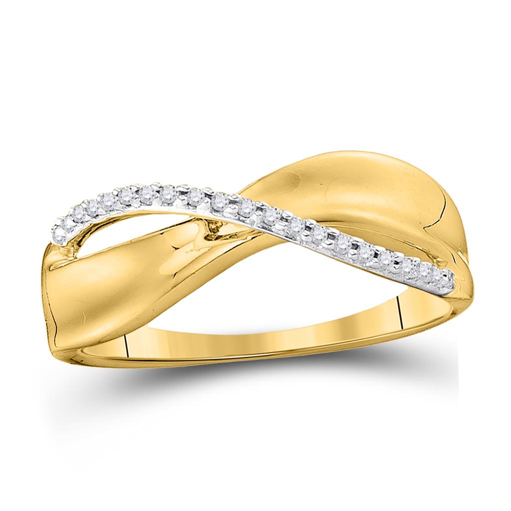Image of ID 1 10k Yellow Gold Round Diamond Single Row Crossover Band Ring 1/20 Cttw