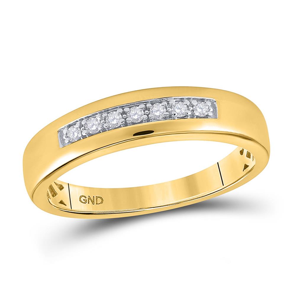 Image of ID 1 10k Yellow Gold Round Diamond Single Row Wedding Band 1/10 Cttw