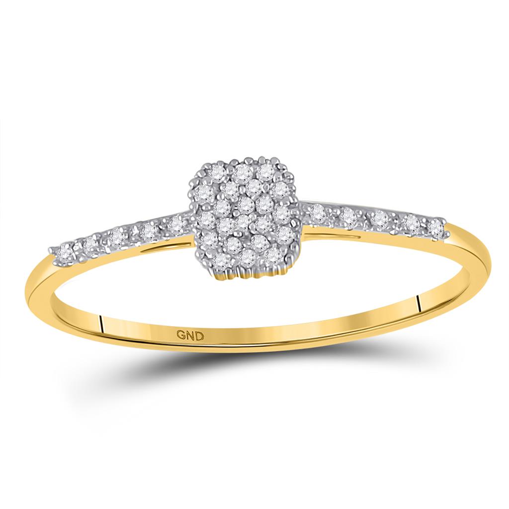 Image of ID 1 10k Yellow Gold Round Diamond Slender Cluster Ring 1/20 Cttw