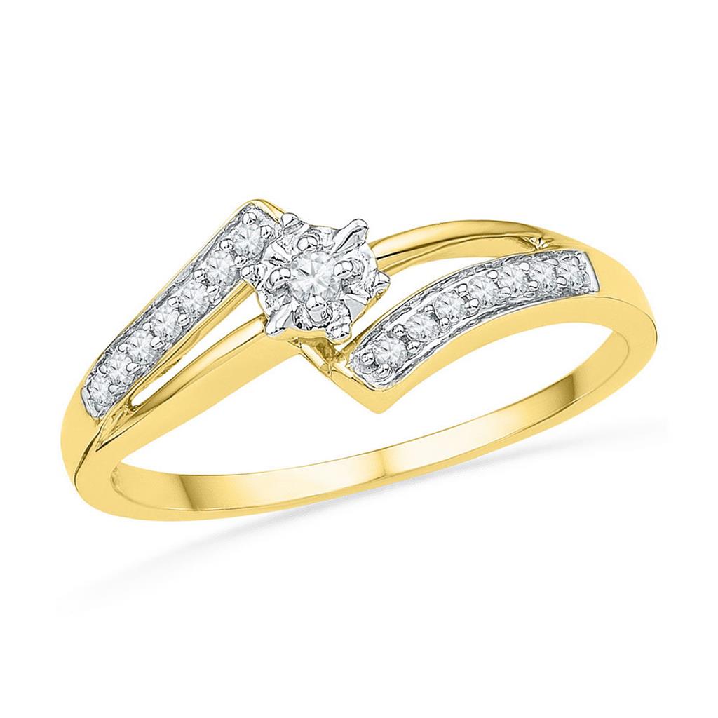 Image of ID 1 10k Yellow Gold Round Diamond Solitaire Bridal Engagement Ring 1/10 Cttw