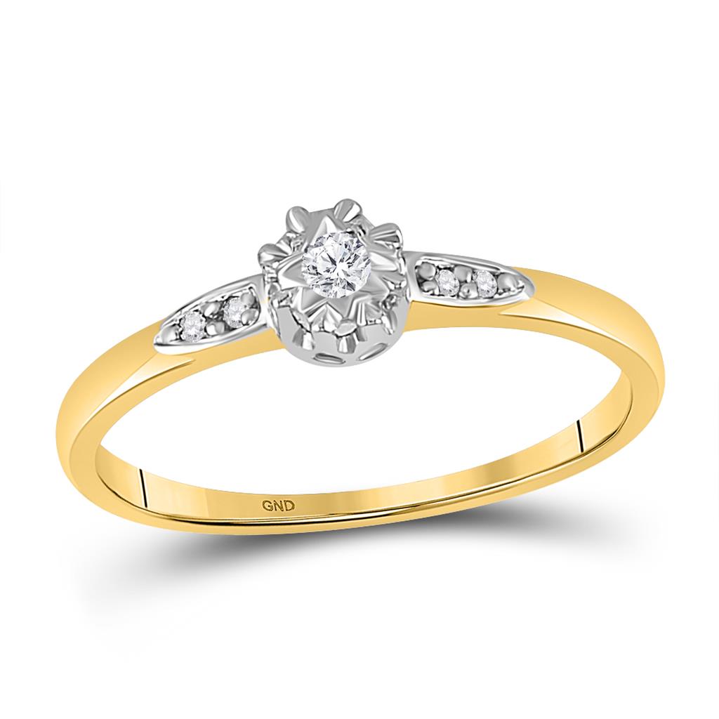 Image of ID 1 10k Yellow Gold Round Diamond Solitaire Bridal Engagement Ring 1/20 Cttw