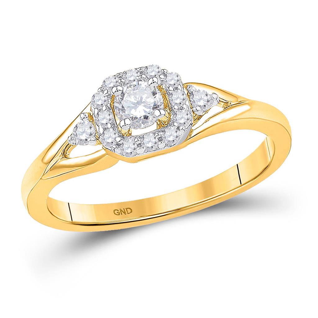 Image of ID 1 10k Yellow Gold Round Diamond Solitaire Bridal Engagement Ring 1/3 Cttw
