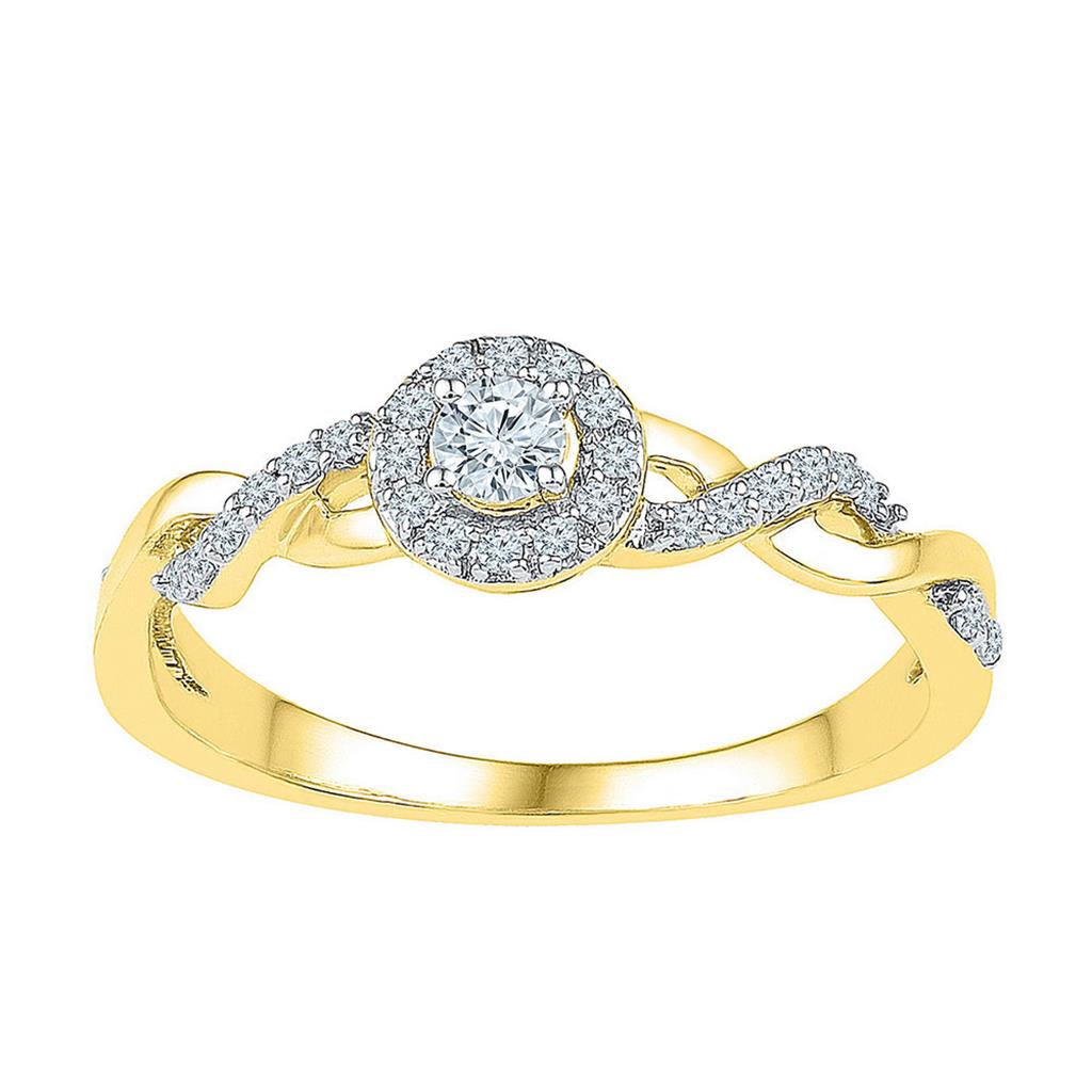 Image of ID 1 10k Yellow Gold Round Diamond Solitaire Bridal Engagement Ring 1/5 Cttw
