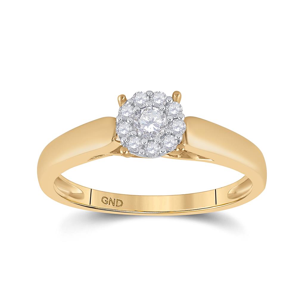 Image of ID 1 10k Yellow Gold Round Diamond Solitaire Bridal Engagement Ring 1/5 Cttw (Certified)