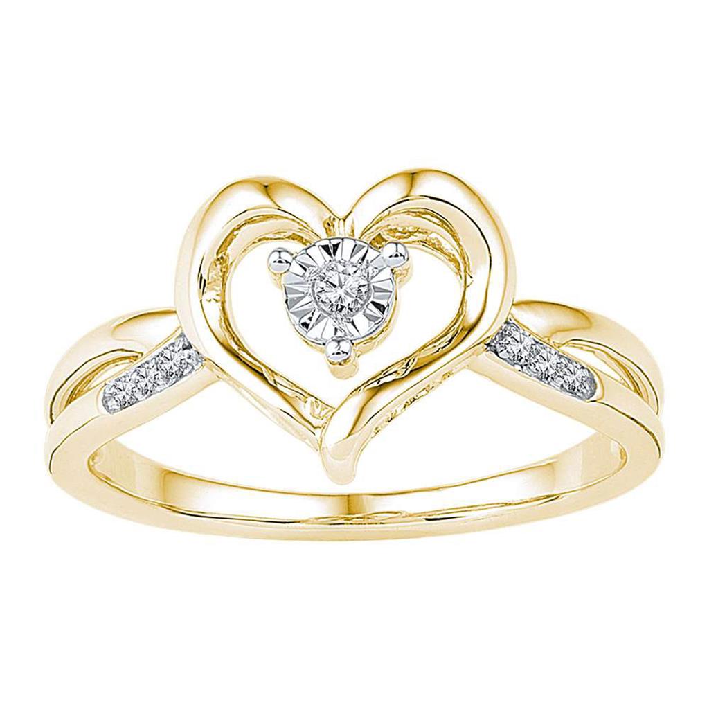 Image of ID 1 10k Yellow Gold Round Diamond Solitaire Heart Ring 1/20 Cttw